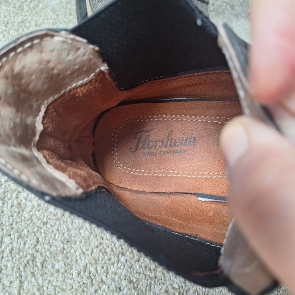 Florsheim Lodge Plain Toe Gore Boot Black Leather Slip On Mens Size 12M - Picture 9 of 10